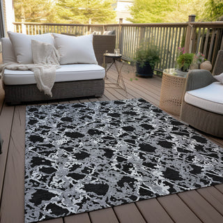 Piper Looms Chantille Abstract ACN969 Black Machine Washable Area Rug Outdoor Lifestyle Image Feature