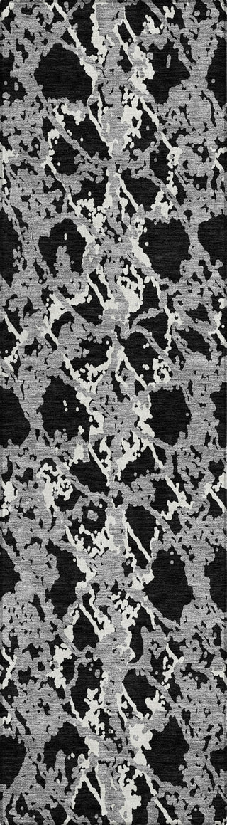 Piper Looms Chantille Abstract ACN969 Black Machine Washable Area Rug Runner Main Image