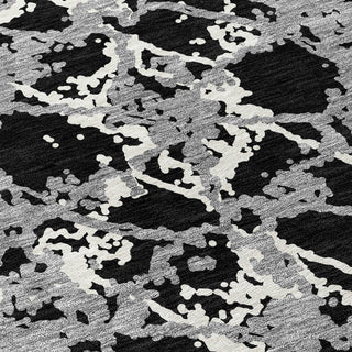 Piper Looms Chantille Abstract ACN969 Black Machine Washable Area Rug Swatch Image