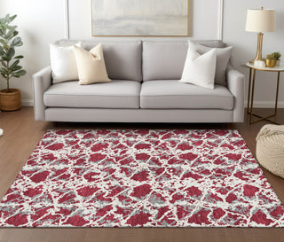 Piper Looms Chantille Abstract ACN969 Burgundy Machine Washable Area Rug Lifestyle Image Feature