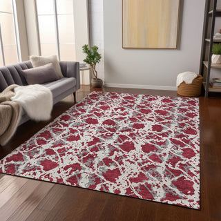Piper Looms Chantille Abstract ACN969 Burgundy Machine Washable Area Rug Lifestyle Image Feature