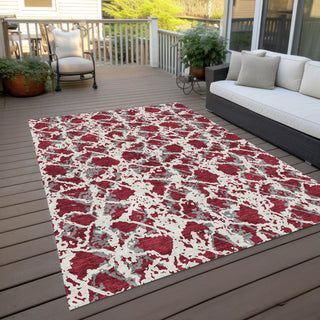 Piper Looms Chantille Abstract ACN969 Burgundy Machine Washable Area Rug Outdoor Lifestyle Image Feature