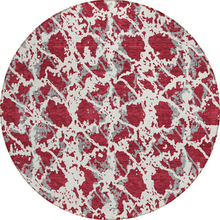 Piper Looms Chantille Abstract ACN969 Burgundy Machine Washable Area Rug Round Main Image