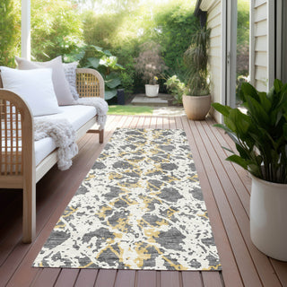 Piper Looms Chantille Abstract ACN969 Gray Machine Washable Area Rug Runner Outdoor Lifestyle Image Feature