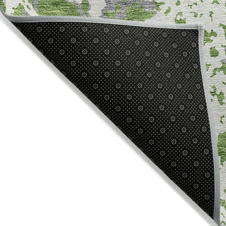 Piper Looms Chantille Abstract ACN969 Green Machine Washable Area Rug Backing Image