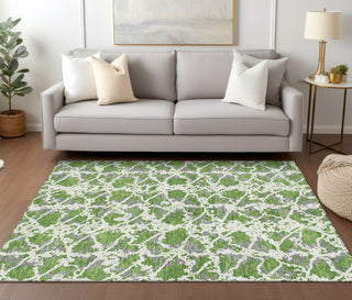 Piper Looms Chantille Abstract ACN969 Green Machine Washable Area Rug Lifestyle Image Feature