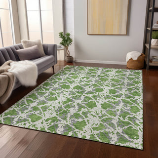 Piper Looms Chantille Abstract ACN969 Green Machine Washable Area Rug Lifestyle Image Feature