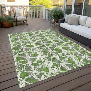 Piper Looms Chantille Abstract ACN969 Green Machine Washable Area Rug Outdoor Lifestyle Image Feature