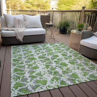 Piper Looms Chantille Abstract ACN969 Green Machine Washable Area Rug Outdoor Lifestyle Image Feature