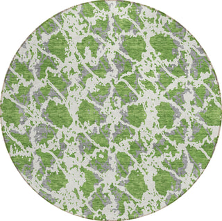 Piper Looms Chantille Abstract ACN969 Green Machine Washable Area Rug Round Main Image