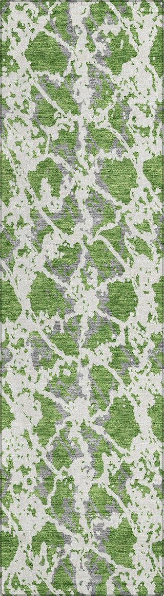 Piper Looms Chantille Abstract ACN969 Green Machine Washable Area Rug Runner Main Image