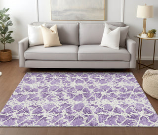 Piper Looms Chantille Abstract ACN969 Lilac Machine Washable Area Rug Lifestyle Image Feature