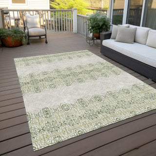 Piper Looms Chantille Southwest ACN970 Green Machine Washable Area Rug Outdoor Lifestyle Image Feature