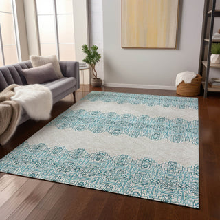 Piper Looms Chantille Southwest ACN970 Teal Machine Washable Area Rug Lifestyle Image Feature