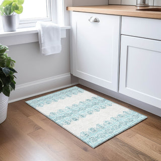 Piper Looms Chantille Southwest ACN970 Teal Machine Washable Area Rug Scatter Lifestyle Image Feature