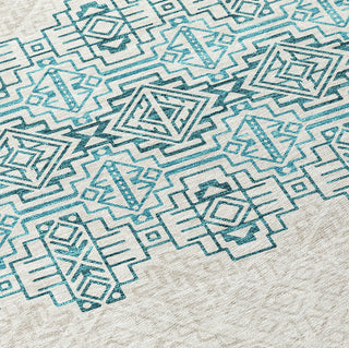 Piper Looms Chantille Southwest ACN970 Teal Machine Washable Area Rug Swatch Image