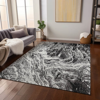 Piper Looms Chantille Abstract ACN971 Black Machine Washable Area Rug Lifestyle Image Feature