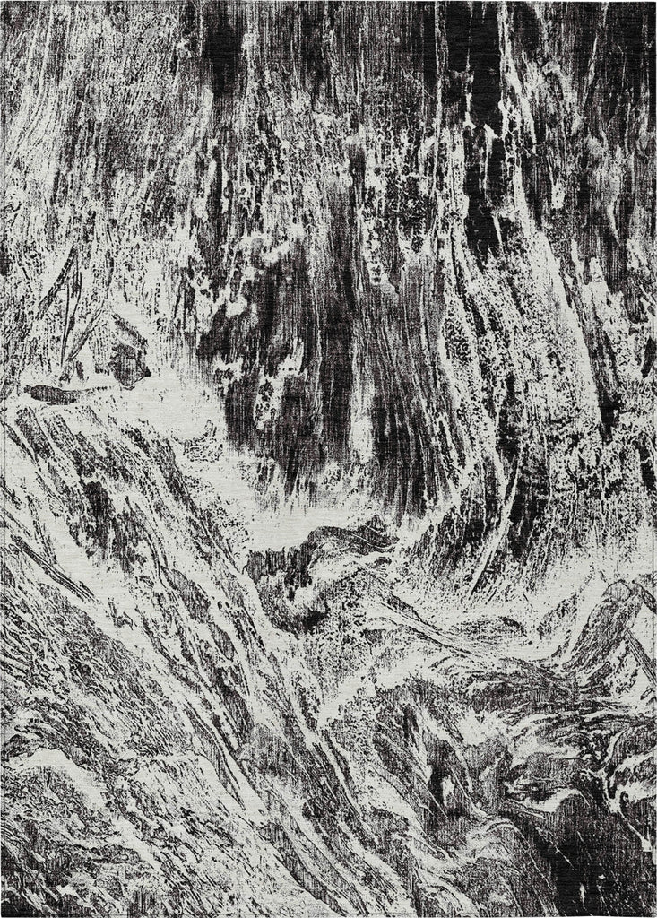 Piper Looms Chantille Abstract ACN971 Black Machine Washable Area Rug main image