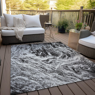 Piper Looms Chantille Abstract ACN971 Black Machine Washable Area Rug Outdoor Lifestyle Image Feature