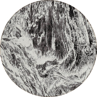 Piper Looms Chantille Abstract ACN971 Black Machine Washable Area Rug Round Main Image