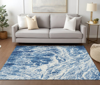 Piper Looms Chantille Abstract ACN971 Navy Machine Washable Area Rug Lifestyle Image Feature