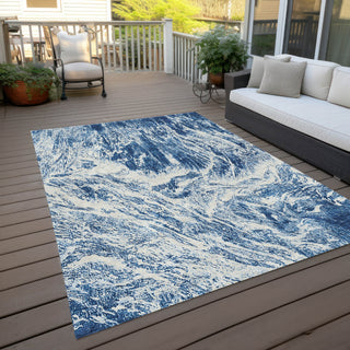 Piper Looms Chantille Abstract ACN971 Navy Machine Washable Area Rug Outdoor Lifestyle Image Feature