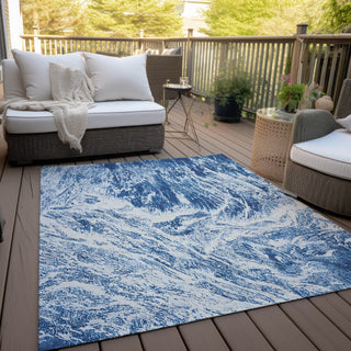 Piper Looms Chantille Abstract ACN971 Navy Machine Washable Area Rug Outdoor Lifestyle Image Feature