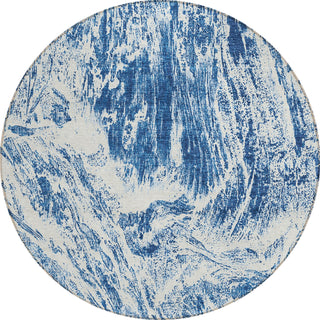 Piper Looms Chantille Abstract ACN971 Navy Machine Washable Area Rug Round Main Image
