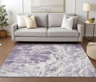 Piper Looms Chantille Abstract ACN971 Purple Machine Washable Area Rug Lifestyle Image Feature