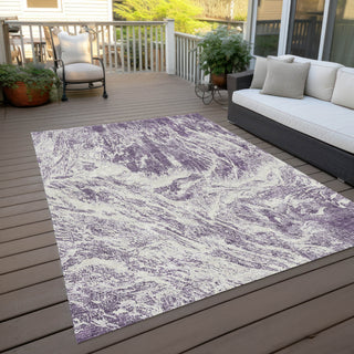 Piper Looms Chantille Abstract ACN971 Purple Machine Washable Area Rug Outdoor Lifestyle Image Feature
