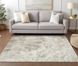 Piper Looms Chantille Abstract ACN971 Taupe Machine Washable Area Rug Lifestyle Image Feature