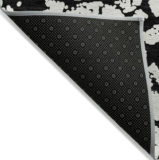 Piper Looms Chantille Abstract ACN972 Black Machine Washable Area Rug Backing Image