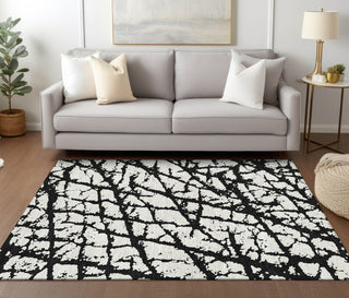 Piper Looms Chantille Abstract ACN972 Black Machine Washable Area Rug Lifestyle Image Feature