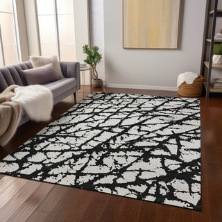 Piper Looms Chantille Abstract ACN972 Black Machine Washable Area Rug Lifestyle Image Feature