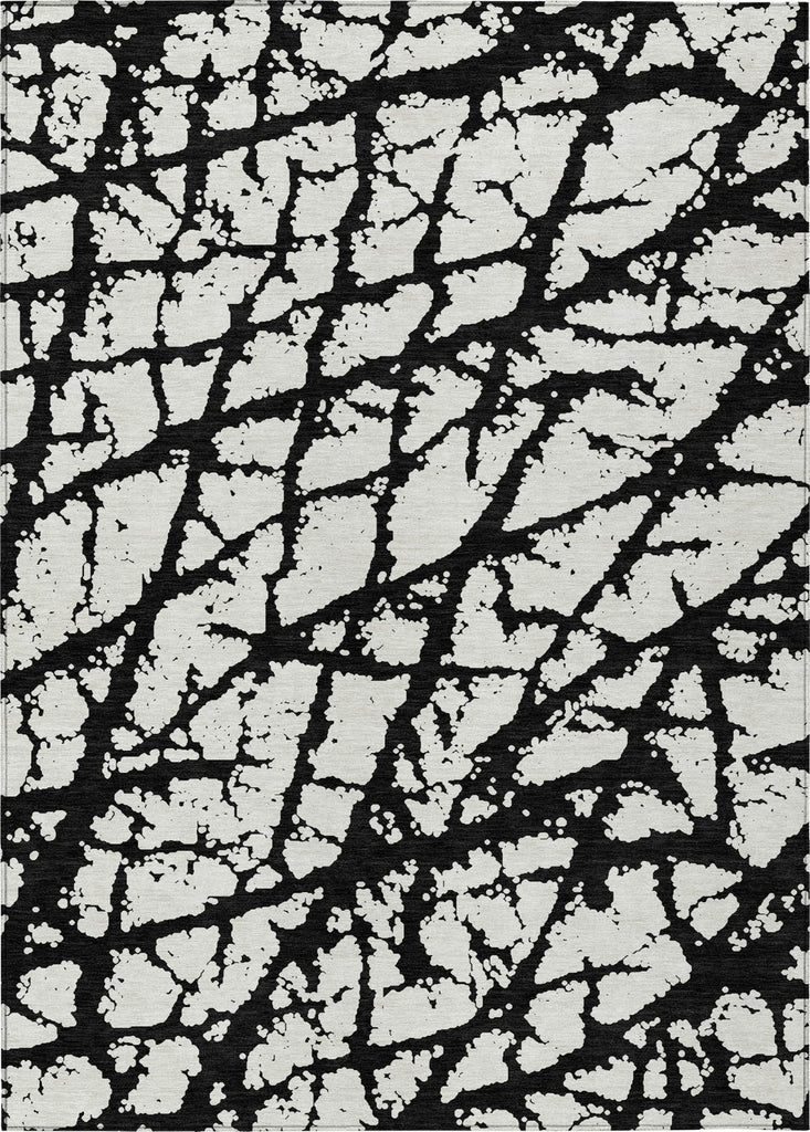 Piper Looms Chantille Abstract ACN972 Black Machine Washable Area Rug main image