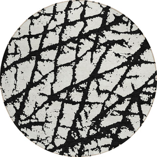 Piper Looms Chantille Abstract ACN972 Black Machine Washable Area Rug Round Main Image