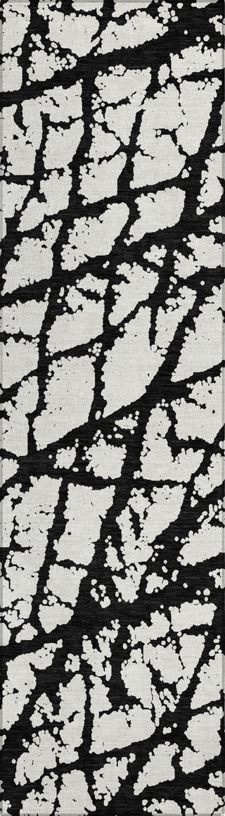 Piper Looms Chantille Abstract ACN972 Black Machine Washable Area Rug Runner Main Image