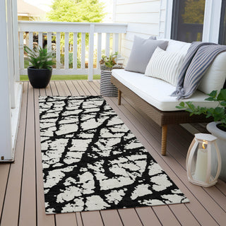 Piper Looms Chantille Abstract ACN972 Black Machine Washable Area Rug Runner Outdoor Lifestyle Image Feature