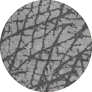 Piper Looms Chantille Abstract ACN972 Gray Machine Washable Area Rug Round Main Image