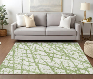 Piper Looms Chantille Abstract ACN972 Green Machine Washable Area Rug Lifestyle Image Feature