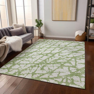 Piper Looms Chantille Abstract ACN972 Green Machine Washable Area Rug Lifestyle Image Feature