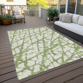 Piper Looms Chantille Abstract ACN972 Green Machine Washable Area Rug Outdoor Lifestyle Image Feature