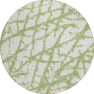Piper Looms Chantille Abstract ACN972 Green Machine Washable Area Rug Round Main Image