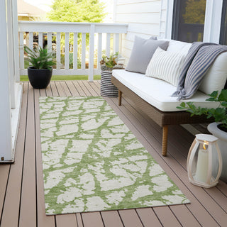 Piper Looms Chantille Abstract ACN972 Green Machine Washable Area Rug Runner Outdoor Lifestyle Image Feature