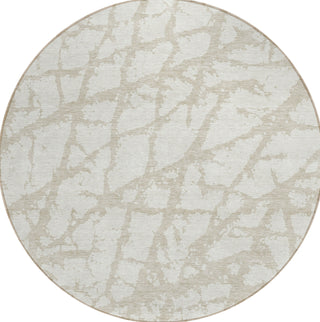 Piper Looms Chantille Abstract ACN972 Ivory Machine Washable Area Rug Round Main Image