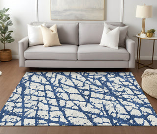 Piper Looms Chantille Abstract ACN972 Navy Machine Washable Area Rug Lifestyle Image Feature