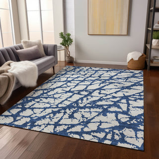 Piper Looms Chantille Abstract ACN972 Navy Machine Washable Area Rug Lifestyle Image Feature