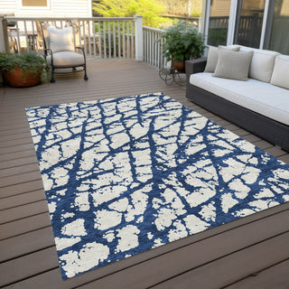 Piper Looms Chantille Abstract ACN972 Navy Machine Washable Area Rug Outdoor Lifestyle Image Feature