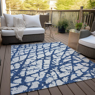 Piper Looms Chantille Abstract ACN972 Navy Machine Washable Area Rug Outdoor Lifestyle Image Feature