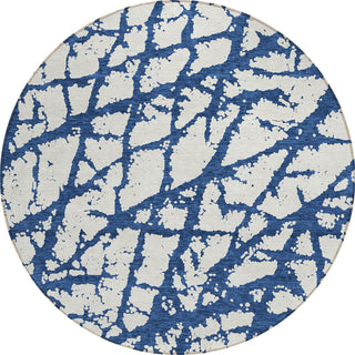 Piper Looms Chantille Abstract ACN972 Navy Machine Washable Area Rug Round Main Image